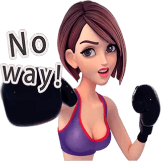 👊 67047421 No way! 不可能, 女人, 拳击, 锻炼, 健身, 卡通, 动画 telegram sticker