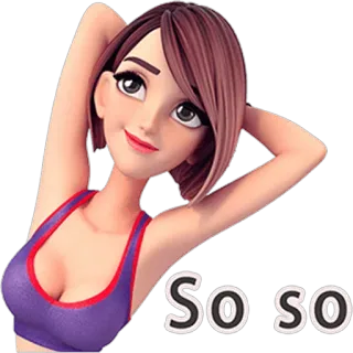 🙂 815defdb SO SO 女人, 女孩, 卡通, 贴纸, 动画, 表情, 思考 telegram sticker