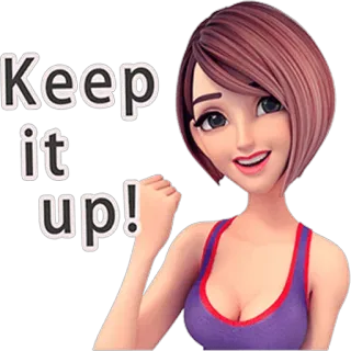 😃 9f1825a4 Keep it up! 鼓励, 积极, 激励, 卡通, 女性 telegram sticker