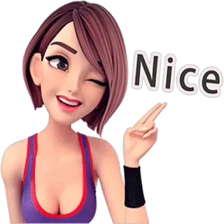 😉 da923c71 Nice 卡通, 女人, 眨眼, 好, 贴纸, 健身房, 运动 telegram sticker