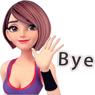 🖐 f2716a03 Bye 女人, 挥手, 再见, 拜拜, 卡通, 问候 telegram sticker