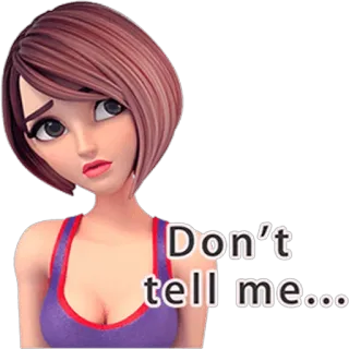 🙁 f3c36027 Don't tell me... 伤心, 卡通, 女孩, 表情, 沮丧 telegram sticker