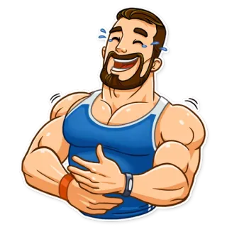 😂 0ec67156 мужчина, смех, мультфильм, мускулистый, фитнес, спортзал telegram sticker