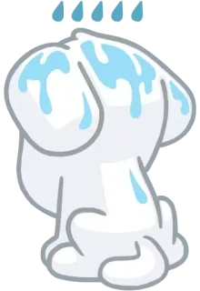 ☔ f3cbbca9 anjing, anak anjing, sedih, hujan, basah, kartun, putih, hewan telegram sticker