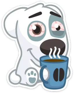 โ 2ecde536 dog, tired, sleepy, coffee, cup telegram sticker
