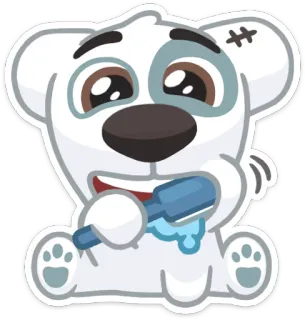 ๐ฟ c5a8a0d3 dog, toothbrush, animal, cute, cartoon, brushing teeth telegram sticker