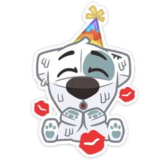 💋 f6540613 강아지, 파티, 키스, 귀여운, 동물, 축하, 스티커 telegram sticker