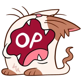 😂 be62ee6f OP kucing, mulut terbuka, OP, hewan, kartun telegram sticker