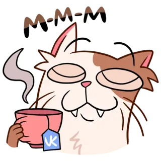 😇 db15fe9a VK kucing, teh, santai, imut, malas, hewan, kartun telegram sticker