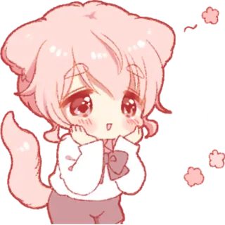 😊 cdf1f561 kawaii, anime, manga, schattig, chibi, roze, illustratie whatsapp sticker