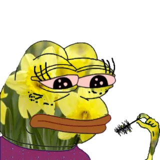 😑 48ea0755 Pepe the Frog pepe, frosch, meme, blumen, mascara whatsapp sticker