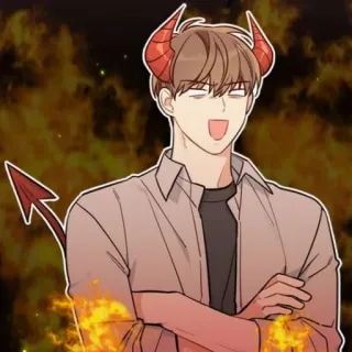 ☕️ cde750b0 악마, 뿔, 불, 악마, 만화, 애니메이션, 귀여운 telegram sticker