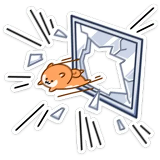 🫢 51cb9c35 dog, breaking glass, cartoon, animal, pet, shiba inu, cute telegram sticker