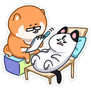 🤓 09409f27 dog, cat, therapy, cartoon, animal, psychologist, patient telegram sticker