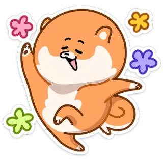 😌 5b3f22f0 dog, cute, animal, cartoon, flowers, happy, playful telegram sticker