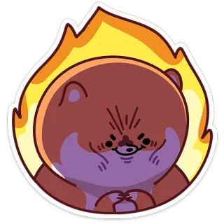 😈 85e3020f bear, cartoon, fire, cute, angry telegram sticker