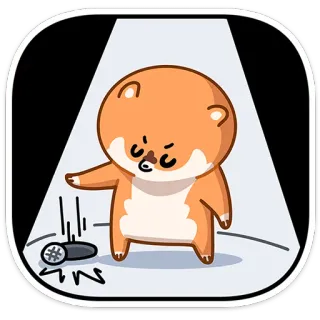 🎤 ce55d4ad animal, dog, sad, microphone, stage, cartoon telegram sticker