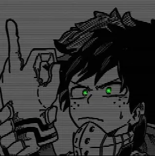 🖕 0ed54b7e Izuku Midoriya My Hero Academia 动漫, 中指, 冒犯, 贴纸, 角色, 漫画 telegram sticker