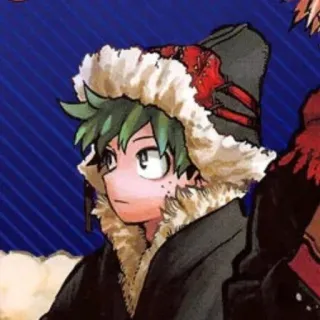😺 d63f7962 Izuku Midoriya My Hero Academia 动漫, 角色, 冬天, 帽子, 可爱, Deku telegram sticker