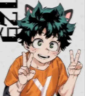 🐱 fe0547da Izuku Midoriya My Hero Academia 动漫, 我的英雄学院, 绿谷出久, 同人, 猫耳 telegram sticker