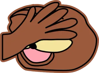 👎 f70a37d9 捂脸, 表情符号, 反应, 棕色, 手 telegram sticker