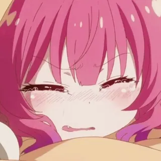 😢 0c5e0949 Anime, Khóc, Tóc hồng, Buồn, Cảm xúc, Hoạt hình telegram sticker