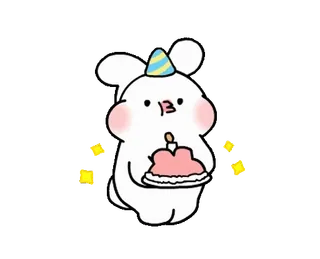 🥳 6d41a873 lucu, binatang, ulang tahun, kue, perayaan, pesta telegram sticker