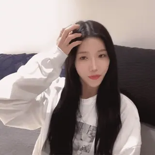 🐦 b99c5acd mujer, coreana, pelo largo, top blanco telegram sticker