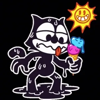 🖤 99f78b6a Felix the Cat hoạt hình, mèo, kem, mặt trời, đổ mồ hôi, nóng telegram sticker