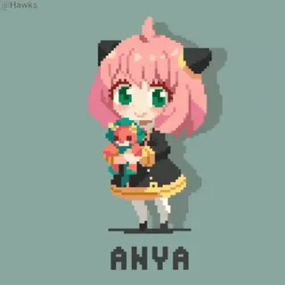 🙂 29131f60 Anya Forger Spy x Family ANYA Anya Forger, Spy x Family, Anime, Cartoon, Charakter, Pixel Art whatsapp sticker