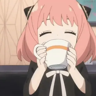 ☕️ 5fa35d89 Anya Forger Spy x Family Anime, Spy x Family, Anya Forger, süß, trinken, kawaii whatsapp sticker