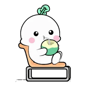 🥥 44e0e184 mignon, personnage, dessin animé, boisson, noix de coco telegram sticker
