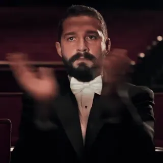 👏 4126241e Shia LaBeouf clapping, actor, applause, performance, theater telegram sticker