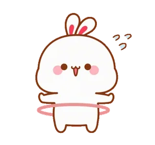 🕺 10691d1a conejo, aro de hula, lindo, kawaii telegram sticker