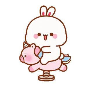 🏇 1c7fec2c conejito, conejo, unicornio, balancín, lindo, kawaii telegram sticker