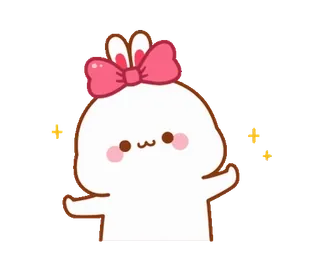 🕺 2430e8ab mono, kawaii, dibujos animados, pegatina, personaje, conejo, lazo telegram sticker