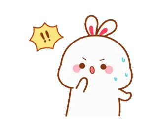 ❗️ a3efc824 conejo, sorprendido, impactado, exclamación, dibujo animado, lindo, conejo, asustado telegram sticker