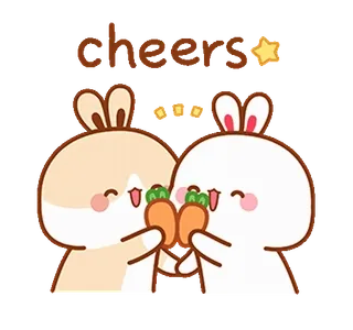🤝 dcfb1fc0 cheers conejo, salud, zanahoria, lindo, celebración, dibujos animados telegram sticker