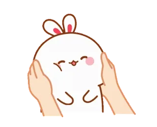 😊 fc873429 lindo, conejo, conejo, manos, dibujos animados, adorable, kawaii telegram sticker