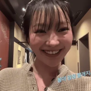 🐭 a6d4b698 볼이 엄청 땡개지 женщина, улыбается, портрет, кореянка, в помещении telegram sticker