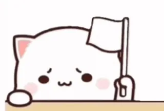 😂 bc744259 猫, 白旗, 投降, 可爱, 动物, 卡通, 和平, 悲伤 telegram sticker