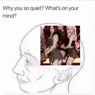 🍔 2c2099f6 Why you so quiet? What's on your mind? mente, silencio, pensando, meme, cabeza telegram sticker