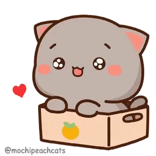 😻 9fa74ea9 gato, fofo, kawaii, caixa, coração, pêssego telegram sticker