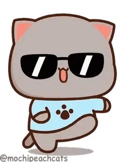 😎 dbc0cdf2 @mochipeachcats gato, desenho animado, óculos de sol, mochi, pêssego, fofo telegram sticker