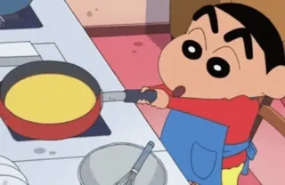 🥘 e2f788ca Shin-chan Nohara Crayon Shin-chan anime, memasak, kartun, dapur, telur whatsapp sticker
