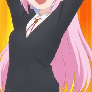 😭 fb7ff799 anime, pink hair, happy, school uniform, cartoon, excited telegram sticker