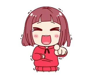 😂 3130e600 卡通, 动漫, 可爱, 女孩, Q版, 指, 笑 telegram sticker