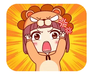 💢 6199da1a 动漫, 生气, 卡通, 可爱, 狮子, 女孩, 烦躁 telegram sticker