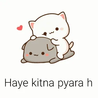 😘 5856b935 Haye kitna pyara h kat, hond, schattig, liefde, hart, kawaii telegram sticker