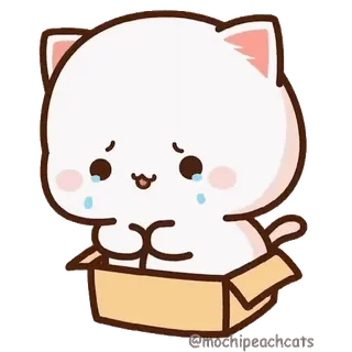 😢 a36d68b7 gatto, scatola, carino, triste, emoji, gattino, adorabile telegram sticker